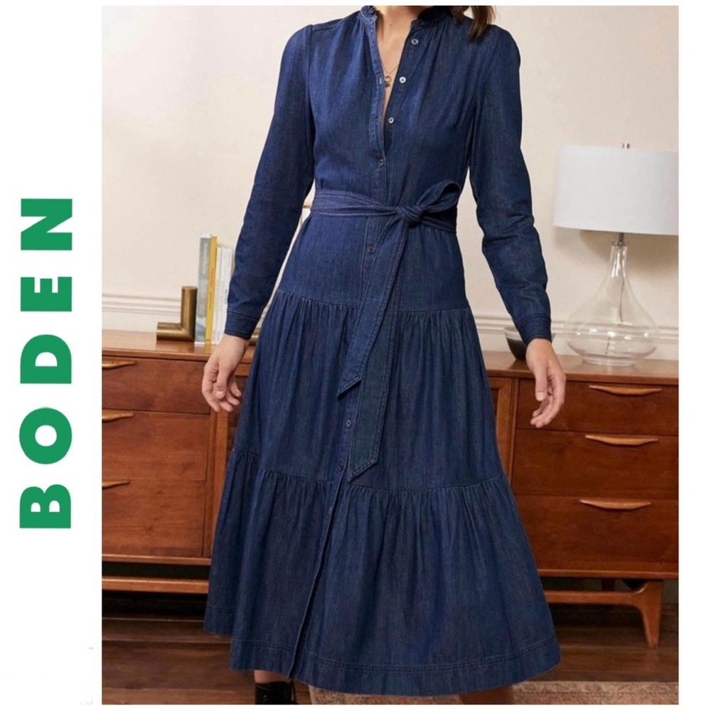 NWT 💚Boden💚 “Ellen” denim shirt dress, size 10